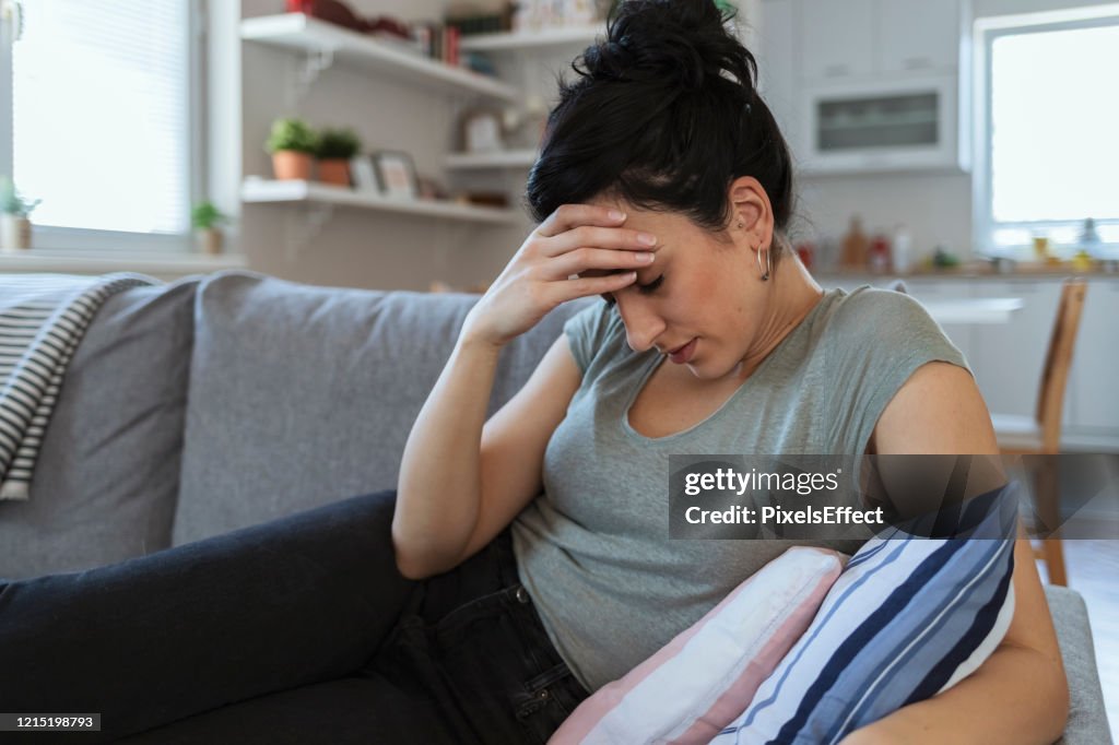 Depressed Woman Staying Home