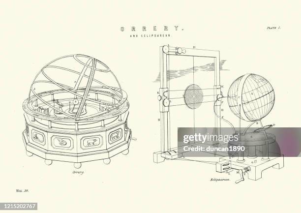 ilustrações, clipart, desenhos animados e ícones de orrery e eclipsarean, modelo do sistema solar - eclipse solar