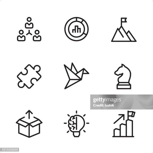 product management - single line icons - board game boxes stock illustrations