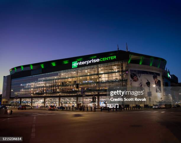 An exterior view of the Enterprise Center on March 21, 2019 in St. Louis, Missouri.