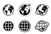 globe and airplane icon of global image
