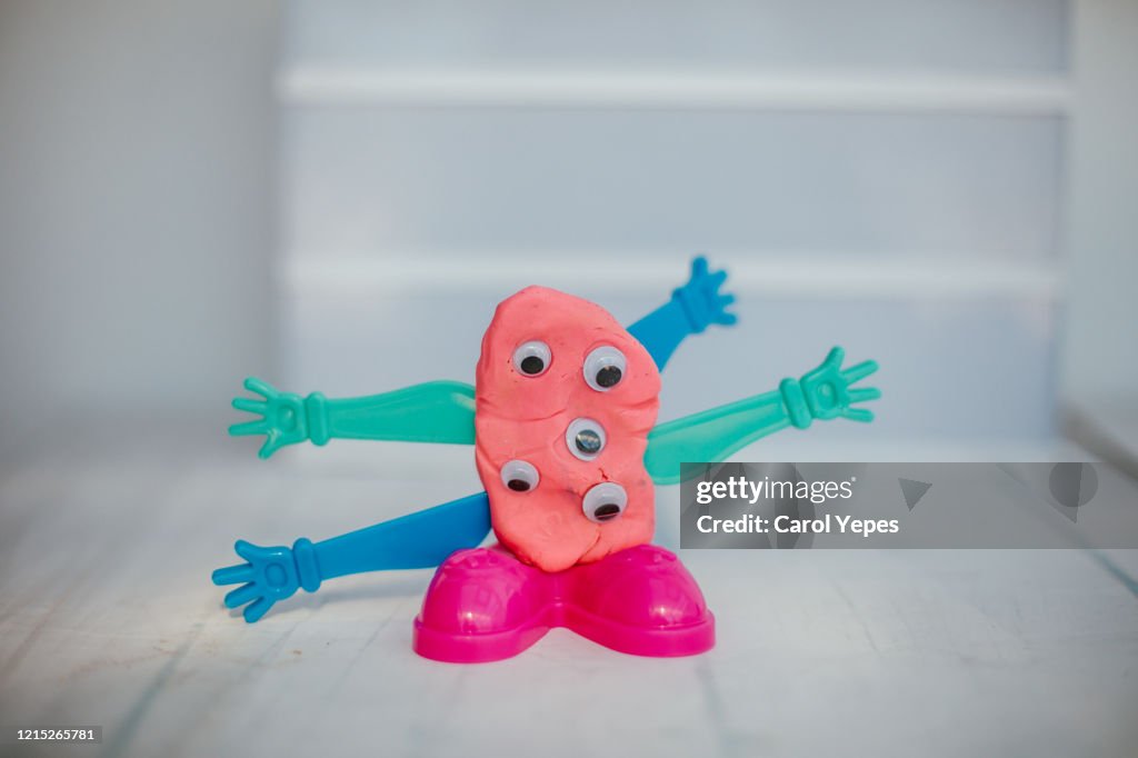 Clay monster with google eyes