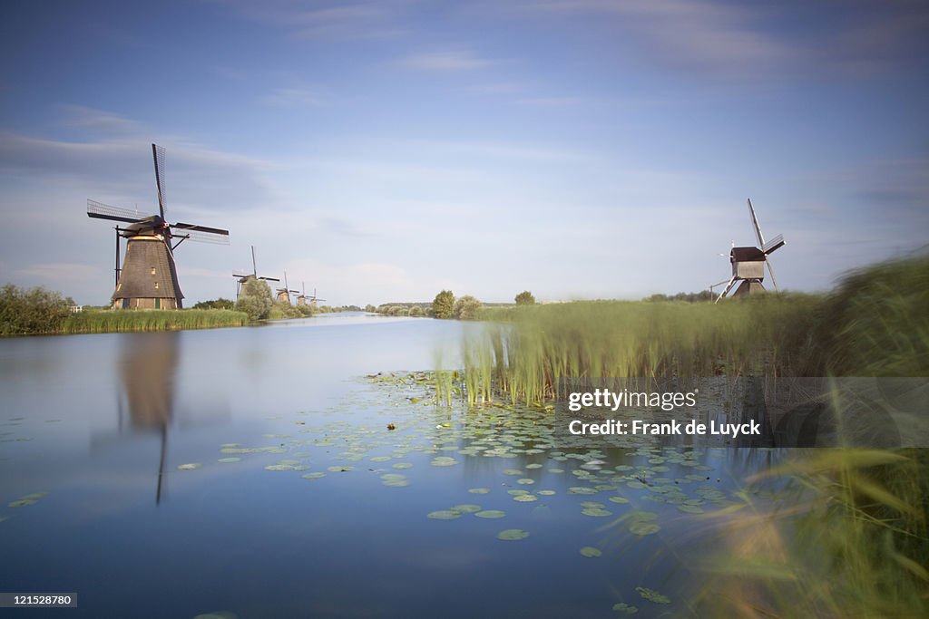 Landscape with windmills, Kinderdijk, Nieuw-Lekkerland, Holland.
