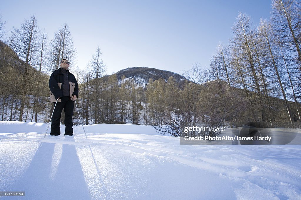Man enjoying winter outdoors