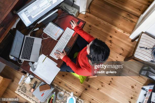 woman working at home on computer - flexibility work stock pictures, royalty-free photos & images