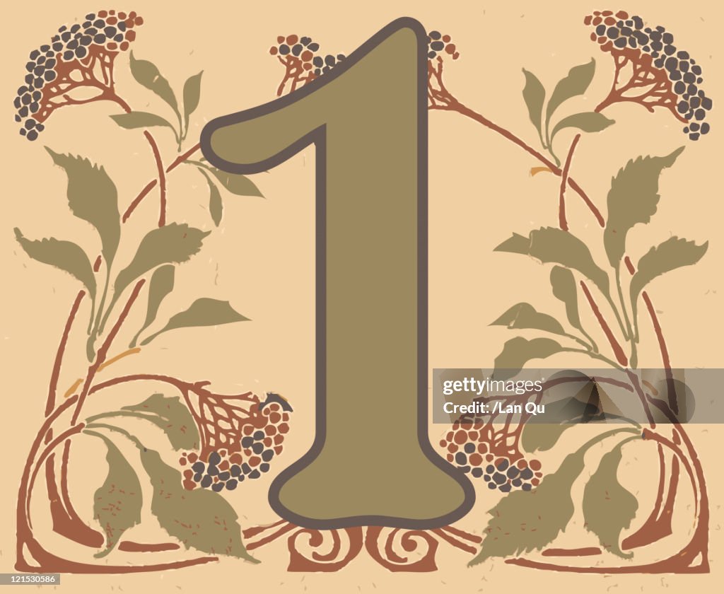 Number 1 with floral pattern