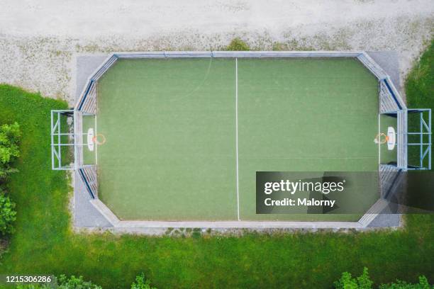 soccer field or football ground. aerial view, directly above. - germany training stock pictures, royalty-free photos & images