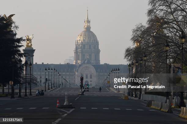 Hotel des Invalides is pictured on March 28, 2020 in Paris, France. The country has introduced fines for people caught violating its nationwide...