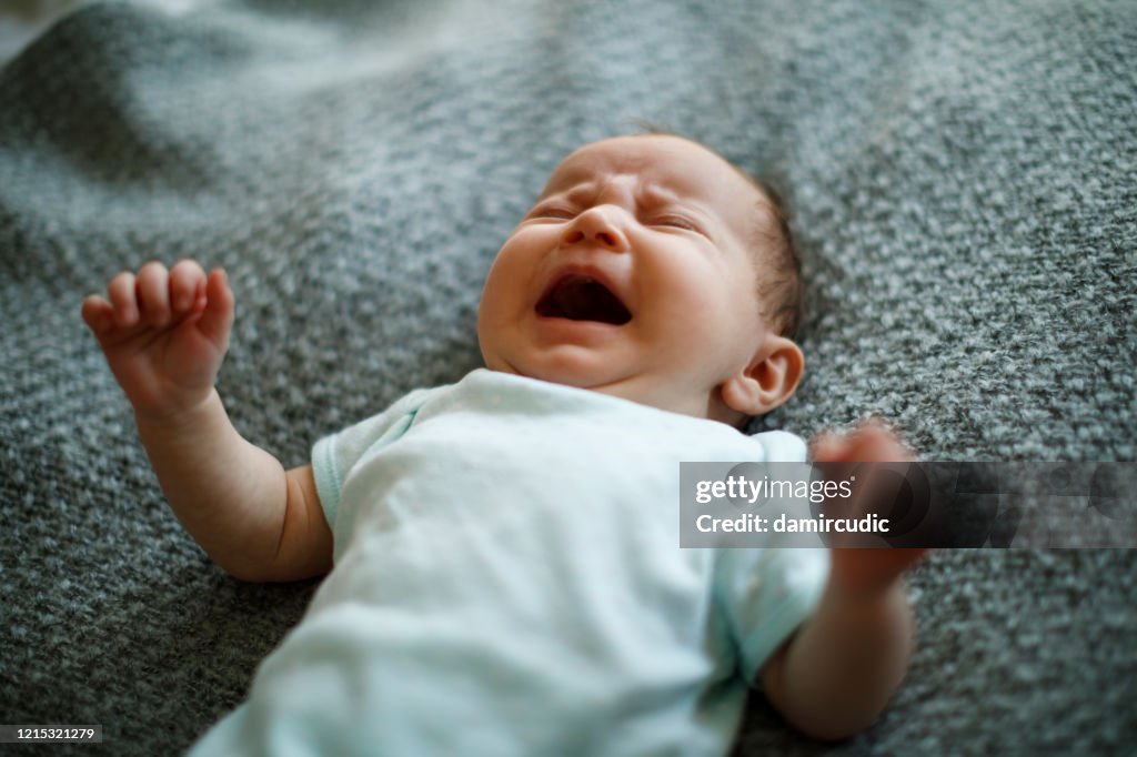 Newborn baby girl crying