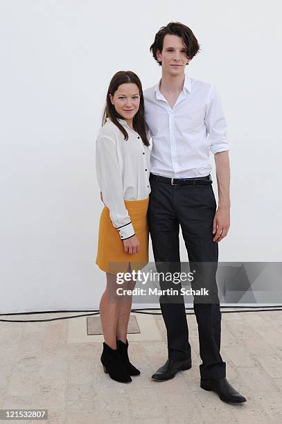 Hannah Herzsprung and Sabin Tambrea attend the photocall for the Ludwig II movie at Castle Hof on August 20, 2011 in Hof near Vienna, Austria. 125...