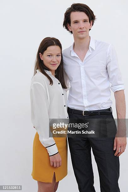 Hannah Herzsprung and Sabin Tambrea attend the photocall for the Ludwig II movie at Castle Hof on August 20, 2011 in Hof near Vienna, Austria. 125...