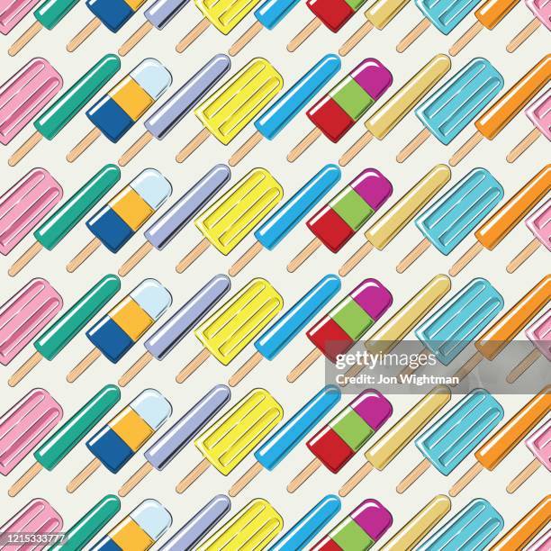 cute popsicle seamless pattern - ice cream background pattern stock illustrations