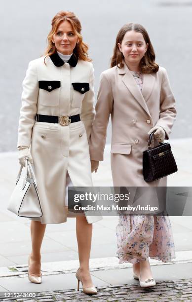 Geri Horner and daughter Bluebell Halliwell attend the Commonwealth Day Service 2020 at Westminster Abbey on March 9, 2020 in London, England. The...