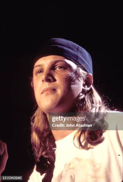 Singer Kevin Martin is shown performing on stage during a live concert appearance with Candlebox at Woodstock 94 on August 12, 1994.