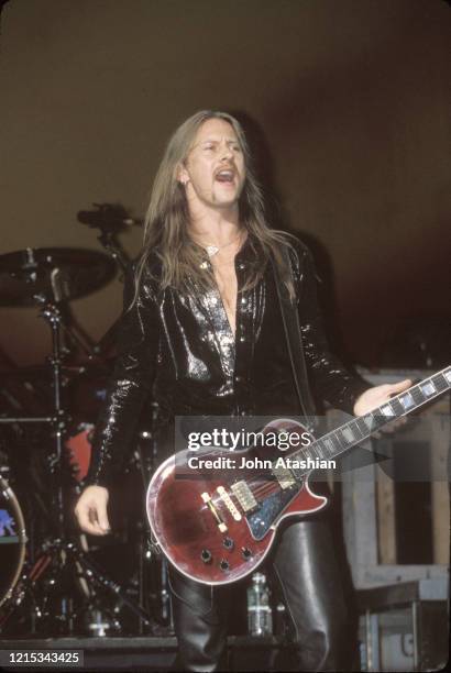 Guitarist, singer, and songwriter Jerry Cantrell is shown performing on stage during a live concert appearance with Alice In Chains on July 21,1998.