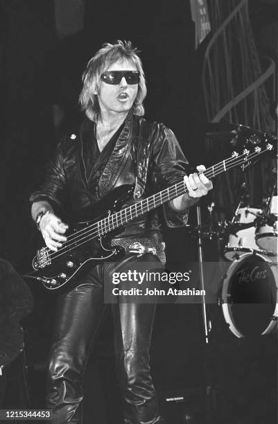 Bassist Benjamin Orr is shown performing on stage during a live concert appearance with The Cars on November 19, 1987.