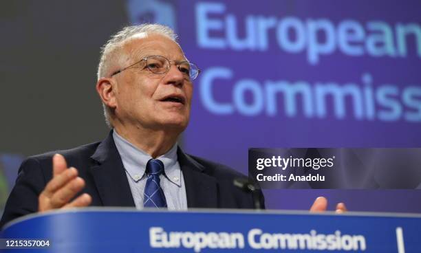 High Representative of the European Union for Foreign Affairs and Security Policy, Josep Borrell holds a press conference with UN High Commissioner...