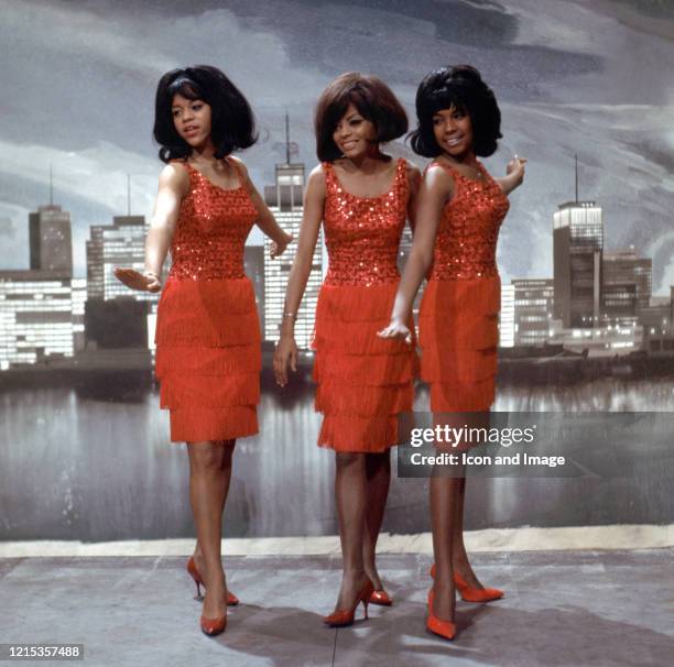 American singer Mary Wilson, American actress and lead singer Diana Ross, and American singer Florence Ballard , all founding members of Motown...