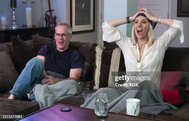 Joe Buck and Michelle Beisner-Buck in the The Deadliest Couch" episode of CELEBRITY WATCH PARTY airing Thursday, May 21 on FOX.
