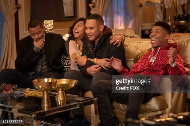 Terrence Howard, Taraji P. Henson, Trai Byers and Bryshere Y. Gray in the "We Got Us" series' 100th episode of EMPIRE airing Tuesday, April 7 on FOX.