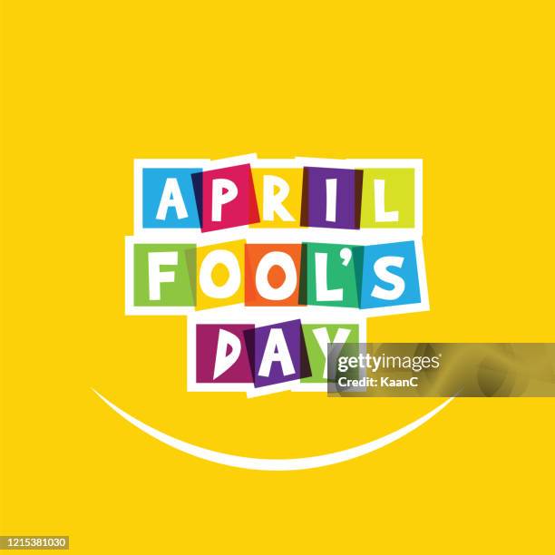 stockillustraties, clipart, cartoons en iconen met de dwaasvan april, typografie, kleurrijke, vlakke ontwerpvoorraadillustratie - april fools day