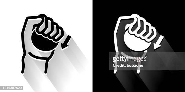 手黑色和白色圖示與長陰影 - resistance band 幅插畫檔、美工圖案、卡通及圖標