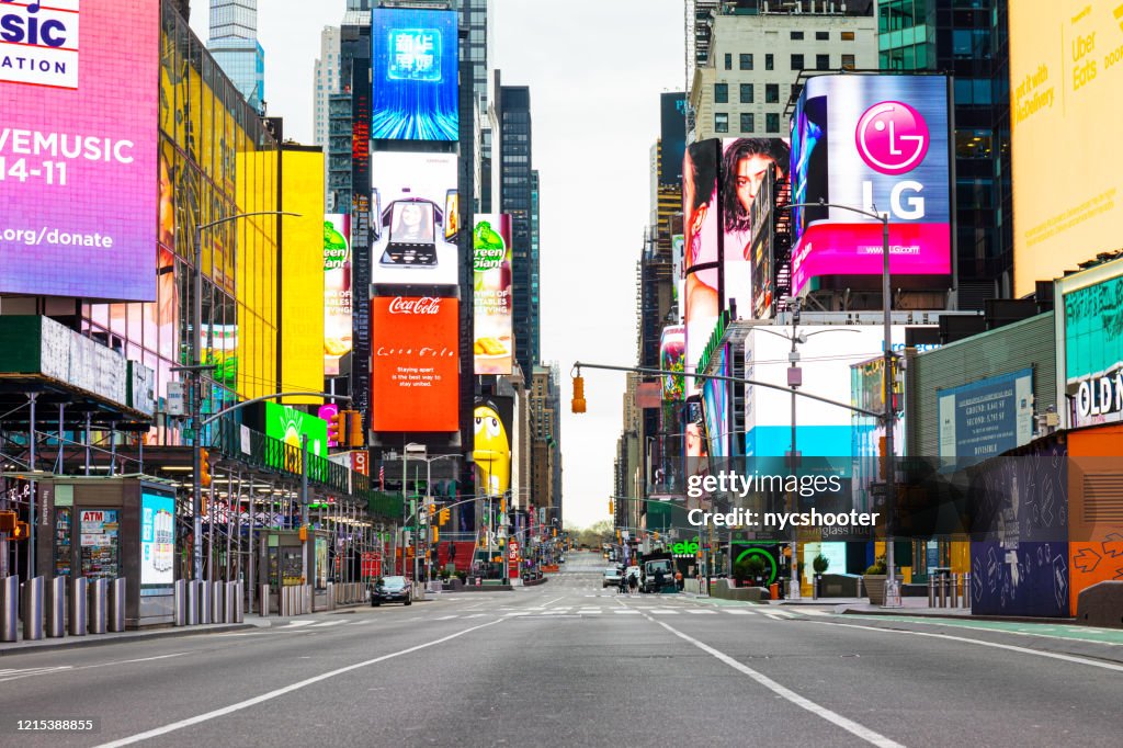 Few visit Times Square NY during Corona Virus pandemic