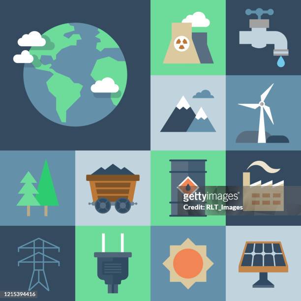 sustainability icon set — grid-serie - running water stock-grafiken, -clipart, -cartoons und -symbole