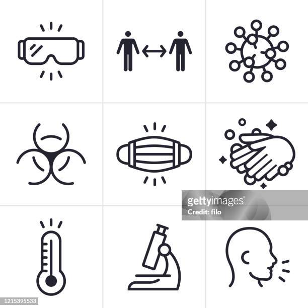 coronavirus covid-19 infectious disease icons and symbols - fever stock illustrations