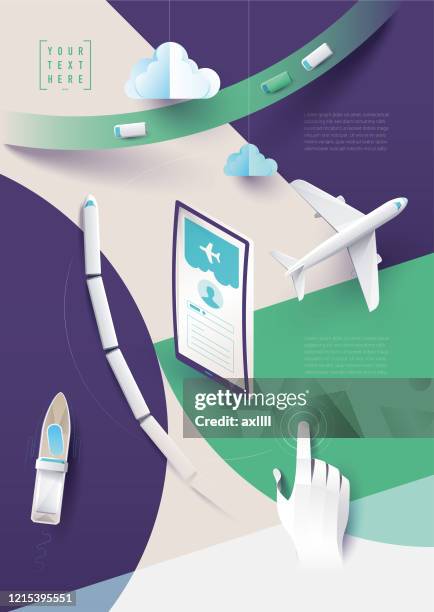 travel app online book travel planning - boarding pass infographic stock illustrations