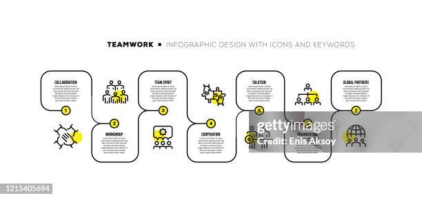 infographic design template with teamwork keywords and icons - two paths diverse stock illustrations