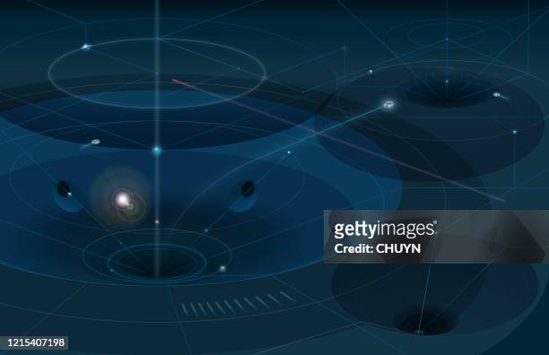 big black holes - gravitational field stock illustrations