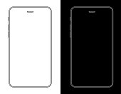 Smartphone, Mobile Phone In Black And White Wireframe