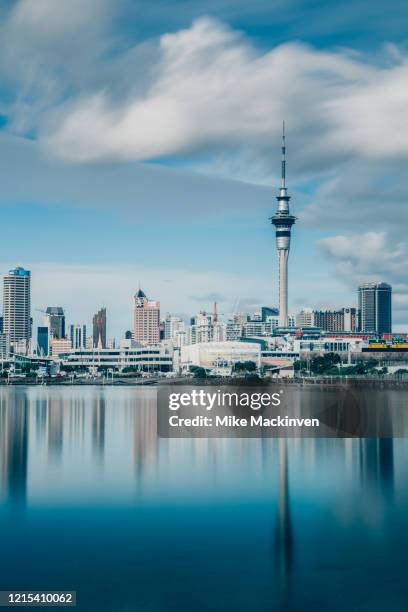 auckland city at night - auckland harbour stock pictures, royalty-free photos & images