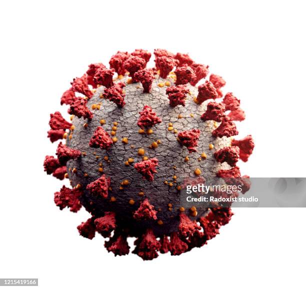 corona virus whole on white background - germs stockfoto's en -beelden