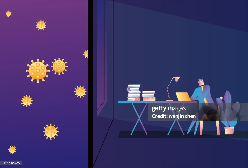Home Office Virus Isolation Stock Illustration High-Res Vector Graphic ...