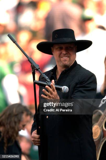 Eddie Montgomery and Montgomery Gentry perform at Halftime of the New York Jets vs San Diego Chargers game at The Meadowlands on November 6 in East...