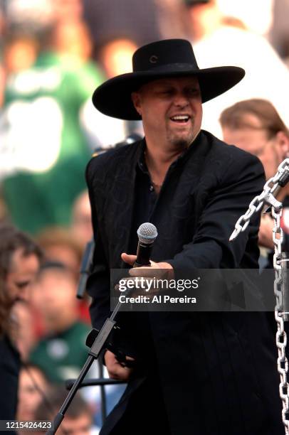 Eddie Montgomery and Montgomery Gentry perform at Halftime of the New York Jets vs San Diego Chargers game at The Meadowlands on November 6 in East...