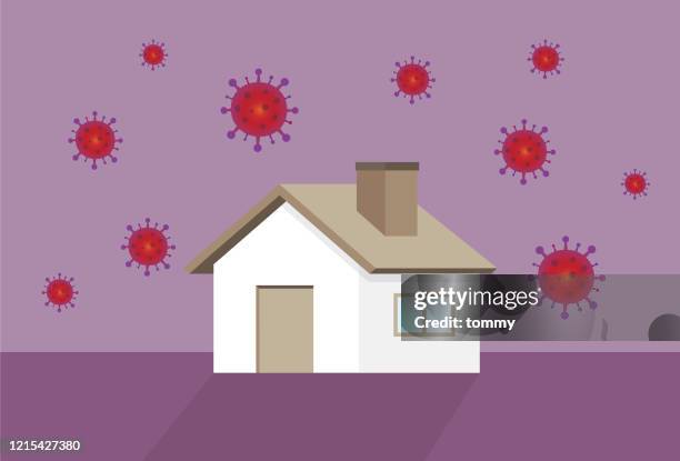 illustrazioni stock, clip art, cartoni animati e icone di tendenza di casa e un virus - allergia
