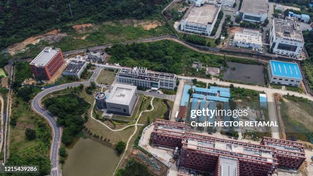 This aerial view shows the P4 laboratory on the campus of the Wuhan Institute of Virology in Wuhan in China's central Hubei province on May 27, 2020....