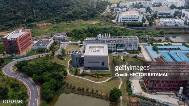 This aerial view shows the P4 laboratory on the campus of the Wuhan Institute of Virology in Wuhan in China's central Hubei province on May 27, 2020....