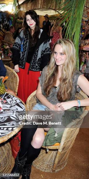 Anna Abramovich and Bryony Daniels attend the launch of Mahiki Coconut during Day One of V Festival 2011 on August 20, 2011 in Chelmsford, England.