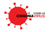 Coronavirus Covid-19 Icon. Novel Coronavirus 2019-nCoV symbol. Stop coronavirus infection. Label or sticker for medicament, vaccine, alcogel. Vector Icon.