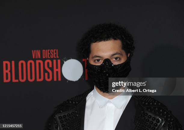 Steven Simpson arrives for the Premiere Of Sony Pictures' "Bloodshot" held at The Regency Village on March 10, 2020 in Los Angeles, California.