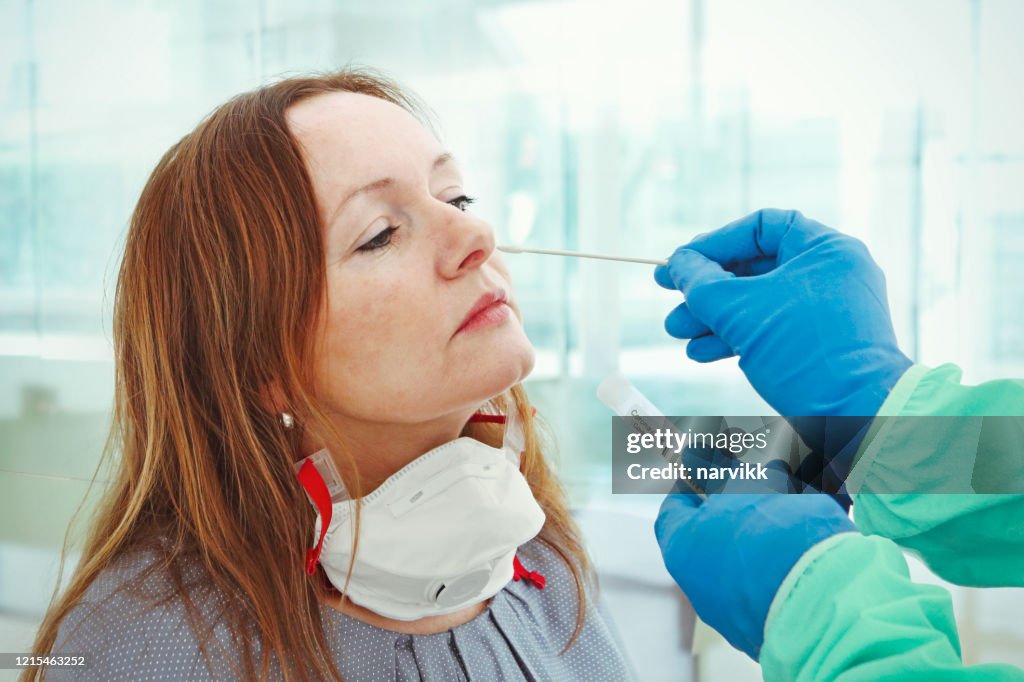 Medic taking sample for coronavirus testing