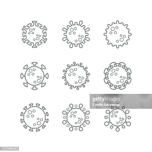 coronavirus bacteria virus cell icons - bacillus-subtilis stock illustrations
