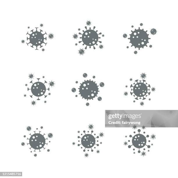 coronavirus bacteria virus cell icons - pathogen stock illustrations