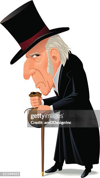 illustrazioni stock, clip art, cartoni animati e icone di tendenza di ebeneezer ebenezer scrooge - uomini anziani