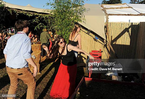 Michael Evans and Anna Abramovich attend the launch of Mahiki Coconut during Day One of V Festival 2011 on August 20, 2011 in Chelmsford, England.