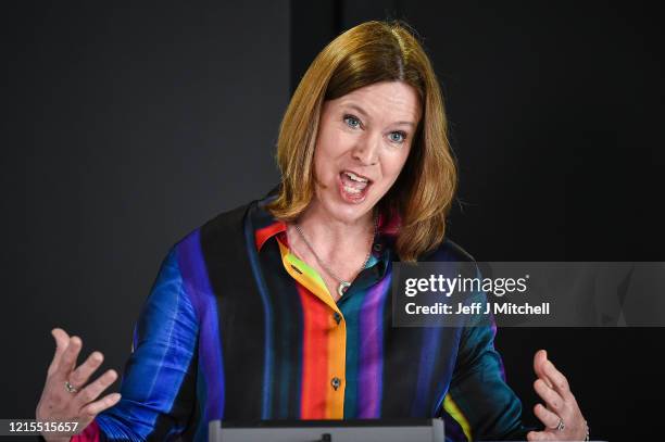 Scotland's Chief Medical Officer Dr Catherine Calderwood talks at a coronavirus briefing at St Andrews House on March 29, 2020 in Edinburgh,...